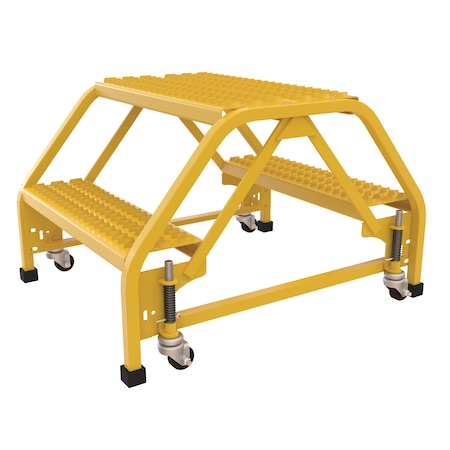 Vestil 1.67 ft Grip Strut Steel Stepladder W/ Casters LAD-DD-P-26-2-G